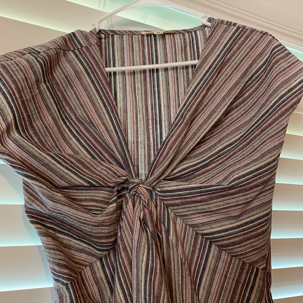 Purple blue and white pin striped dress - size M